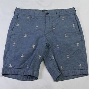 J.CREW 30 x 9" Blue Stanton Linen Blend Anchor‎ All Over Chino Shorts